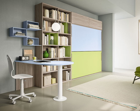 Composizione 3, (libreria con 2 letti a scomparsa)